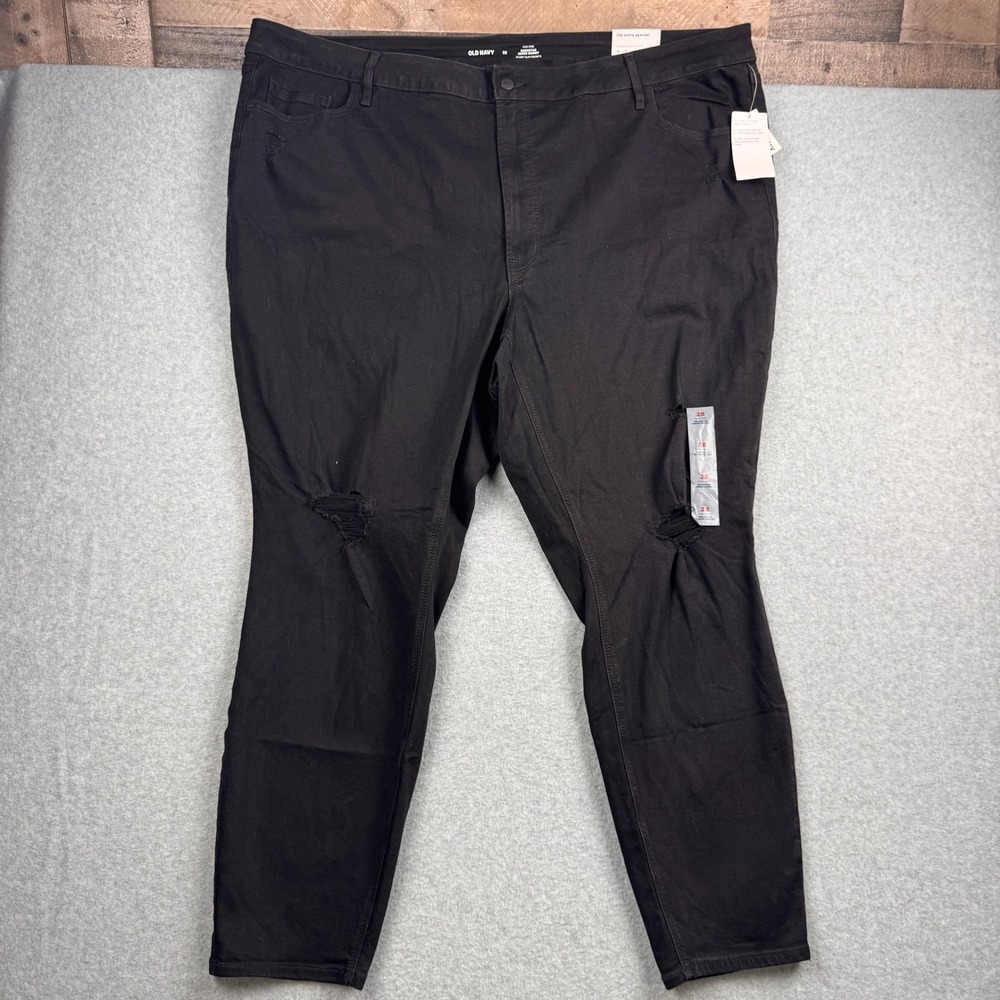 Old Navy Jeans Womens 28 Plus Black Distressed High Rise Rockstar Skinny NEW